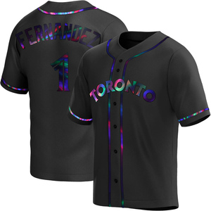 Men's Tony Fernandez Toronto Blue Jays Replica Black Holographic Alternate Jersey